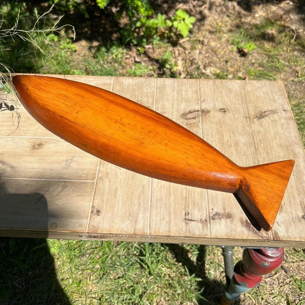 Vintage Acacia Wood Fish Shaped Tray